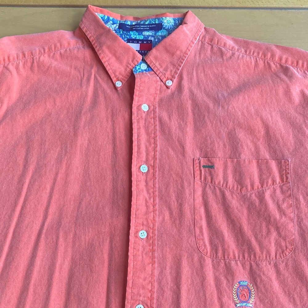 Vintage weathered cotton Tommy Hilfiger Men's Vibrant Orange Shirt